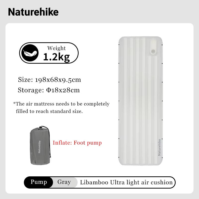 Natureifa-Polymères de couchage autogonflants avec pompe à pied, matelas de camping épissé, imperméa