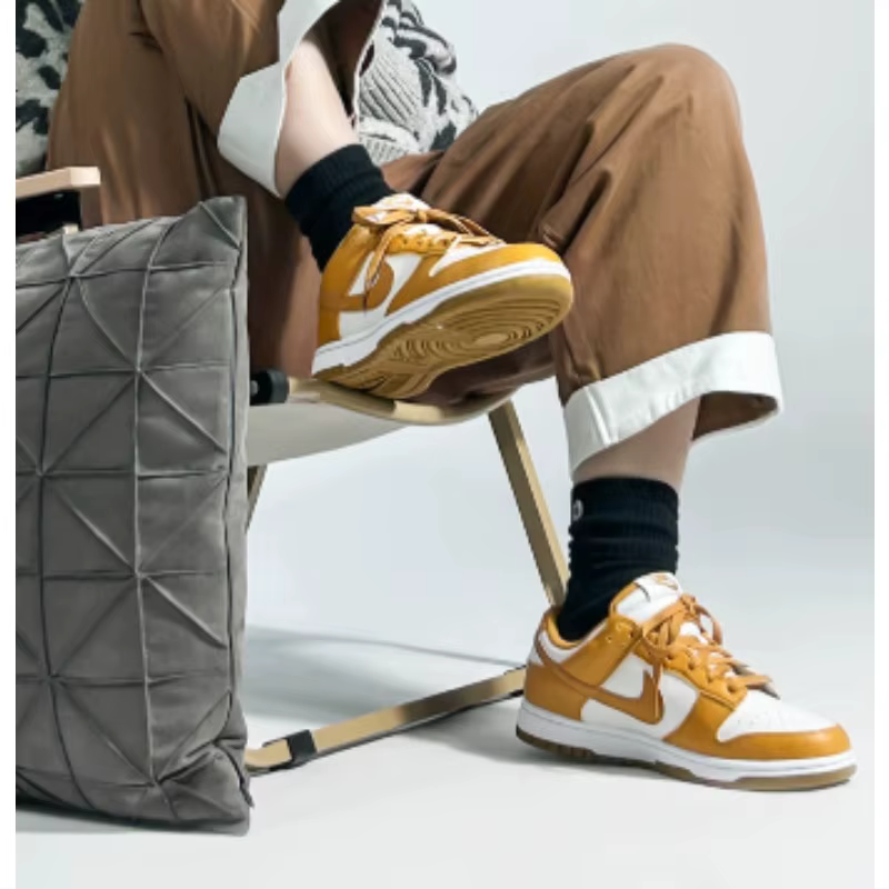 Nike Dunk Next Nature White Wheat Chaussures de skate basses pour femmes, résistantes à l'usure, à s