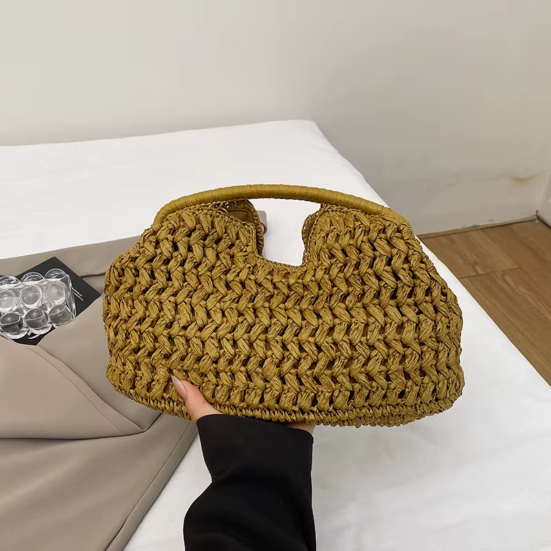 Pochette de plage d'été pour femmes, sacs à main tissés au Crochet, pochette en tricot froncée, nuag