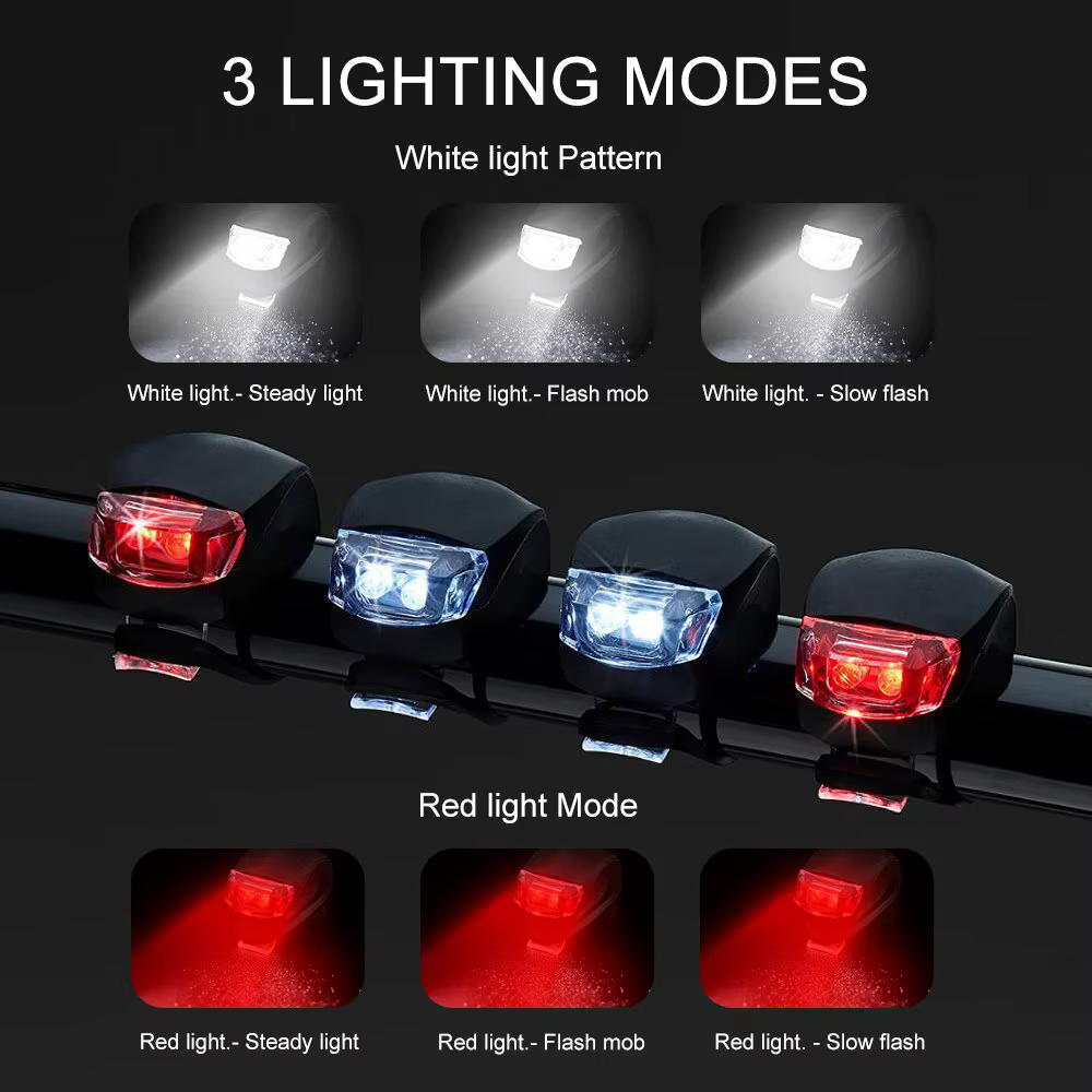 Silicone LED Lumières De Vélo Étanche Tête Avant Lumière Vélo Roue Flash Lampe Arrière Nuit Avertiss