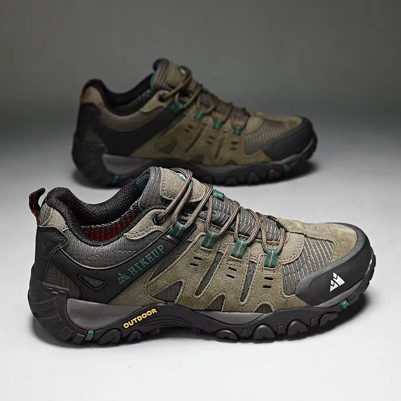 HIKEUP-Chaussures de randonnée en cuir suédé pour homme, baskets d'extérieur résistantes à l'usure,