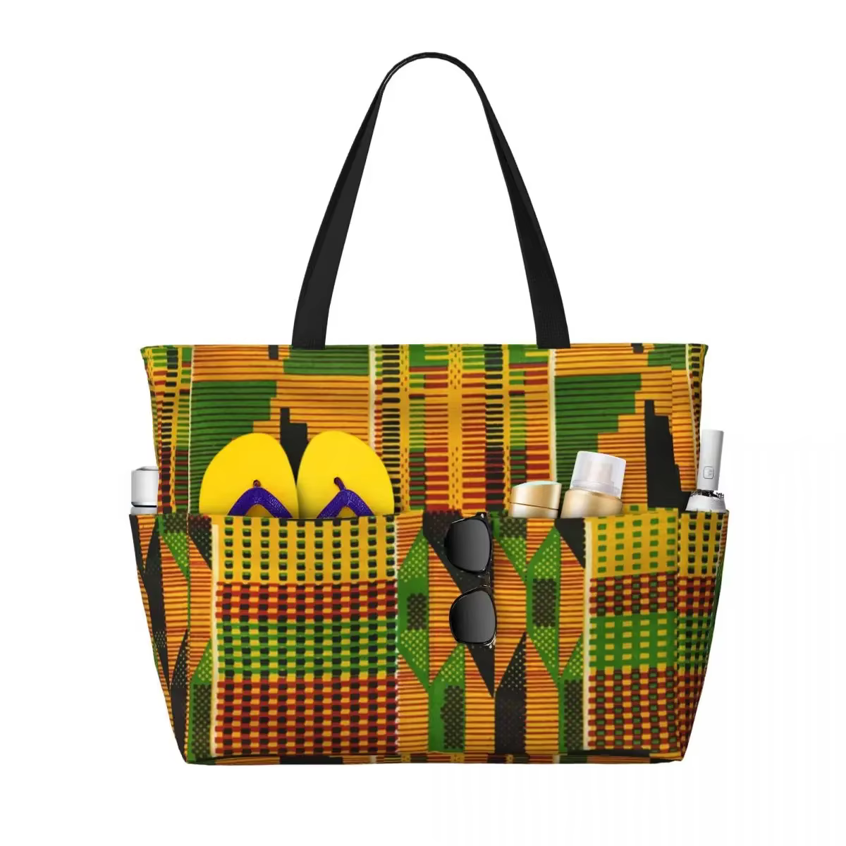 Sac fourre-tout personnalisé en tissu Kente africain pour femmes, grande capacité, sacs de voyage tr
