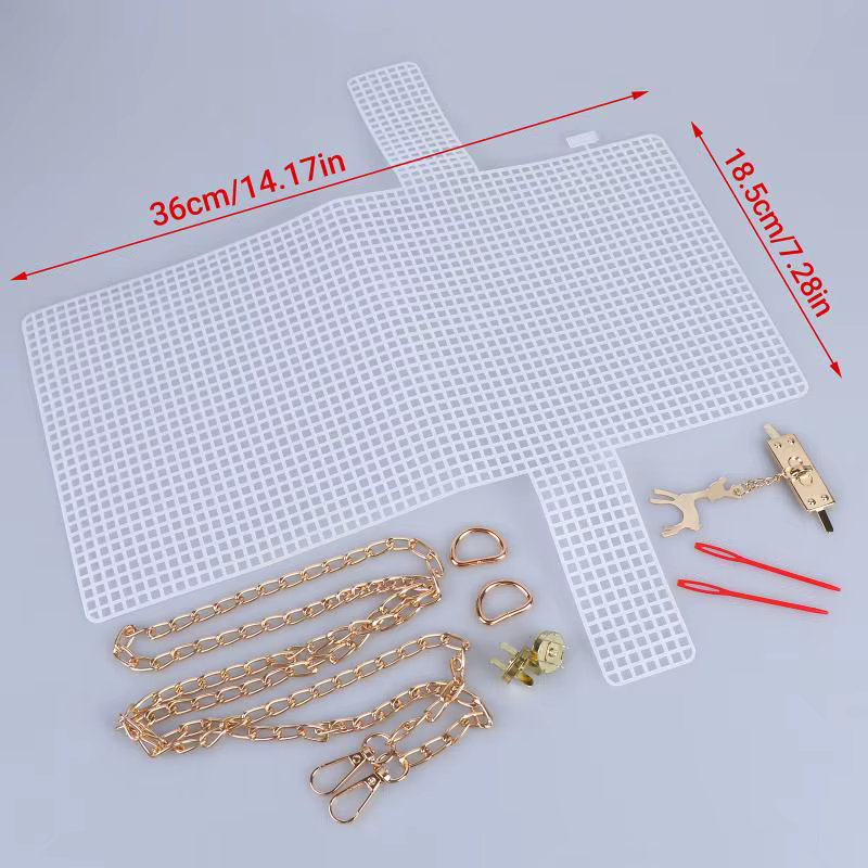 Kit de Matériaux pour Sacs au Crochet et Tricot Faits Main DIY – Cadre en Plastique à Mailles Croisé