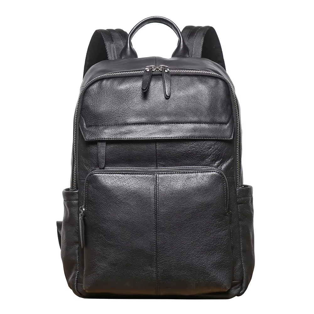 Sac à dos Double épaule en cuir véritable pour hommes, sac de voyage en cuir de qualité supérieure, 