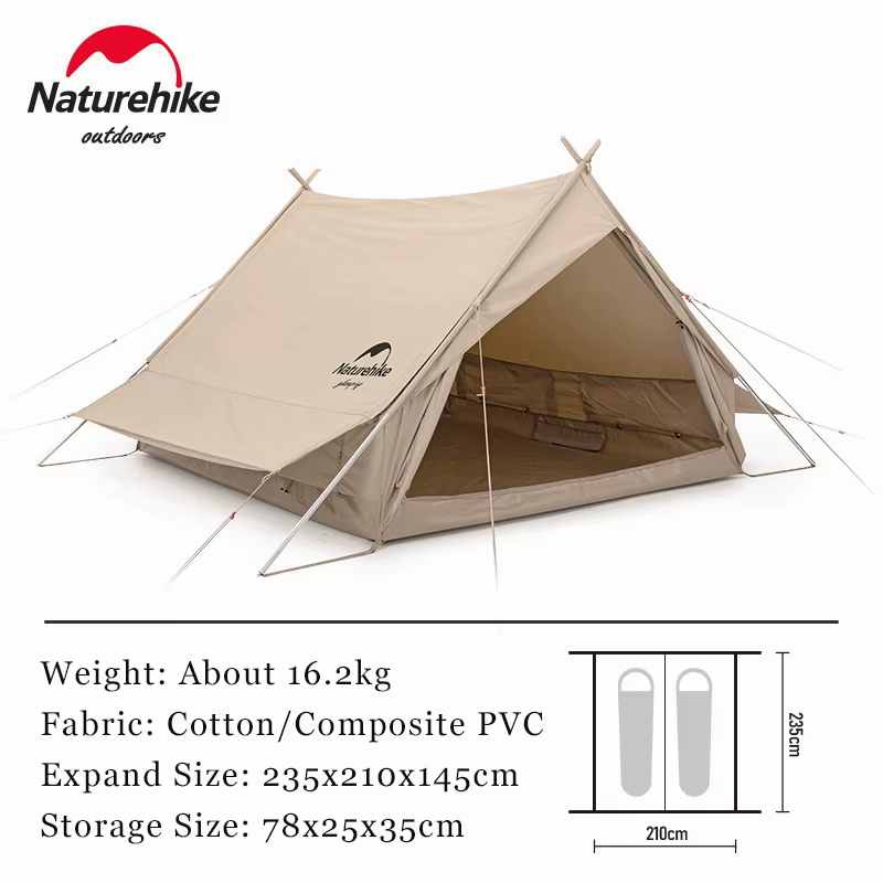 Tente de camping Naturehike Cotton Eaves pour 2 personnes 4,8 ㎡ Équipement de voyage portatif d'au