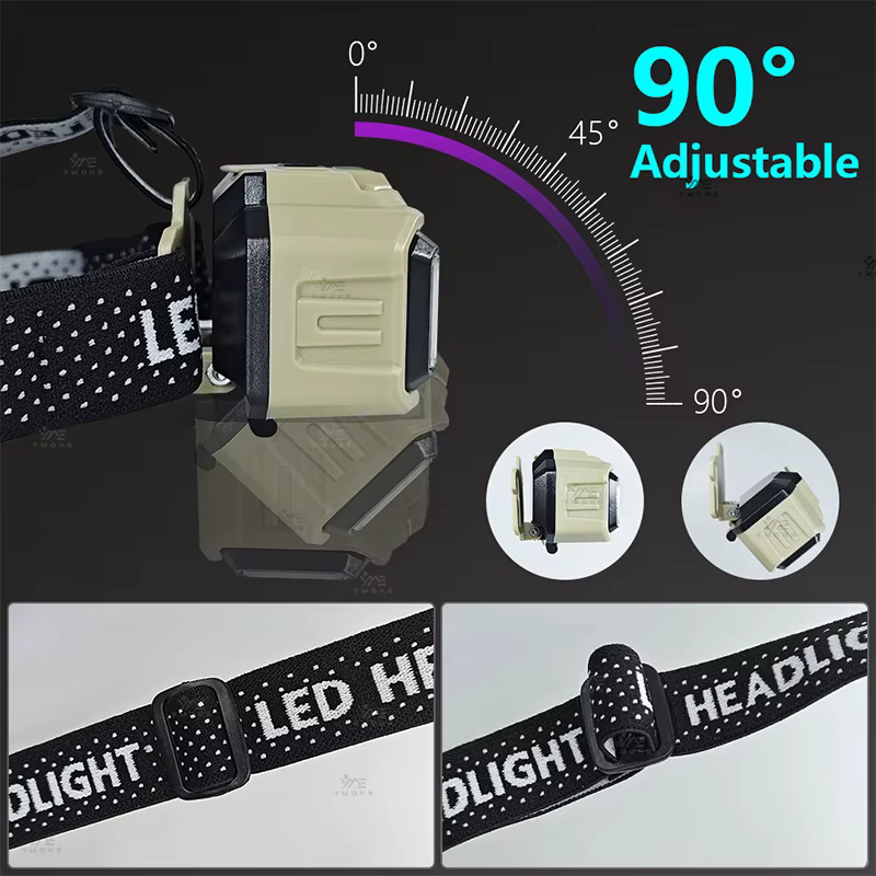 Lampe frontale ultralégère Super lumineuse 300000LM lumière rouge Vision nocturne pêche torche front