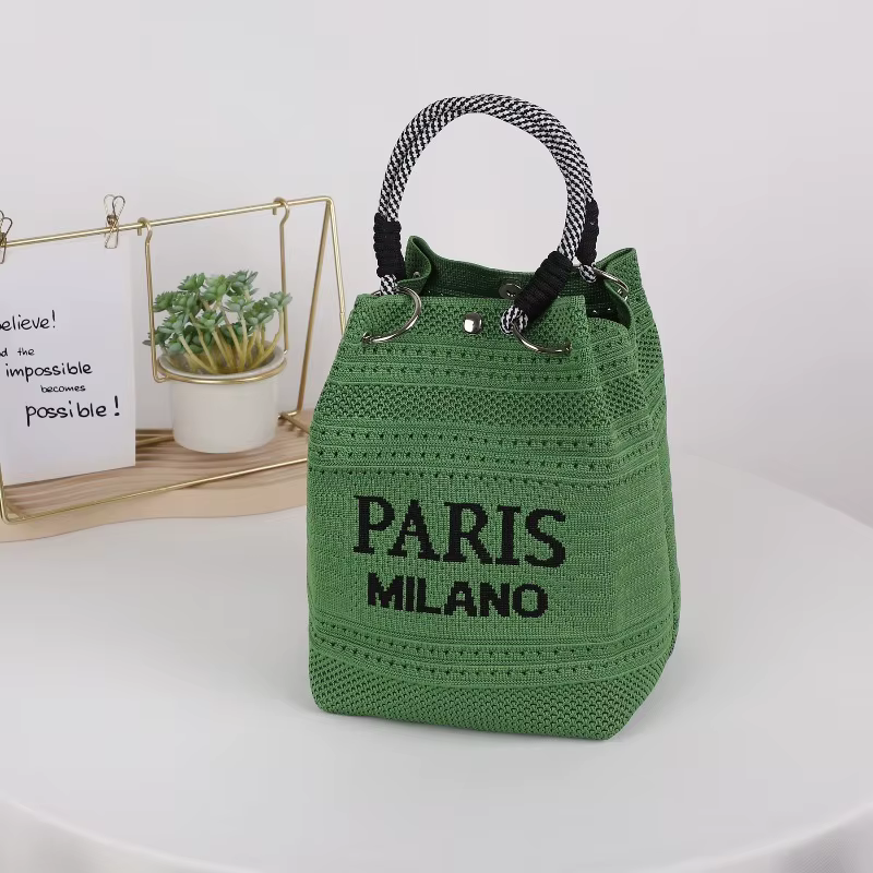 Sac seau tricoté pour femme, sac à main et sac à bandoulière tendance, idéal pour les vacances et le
