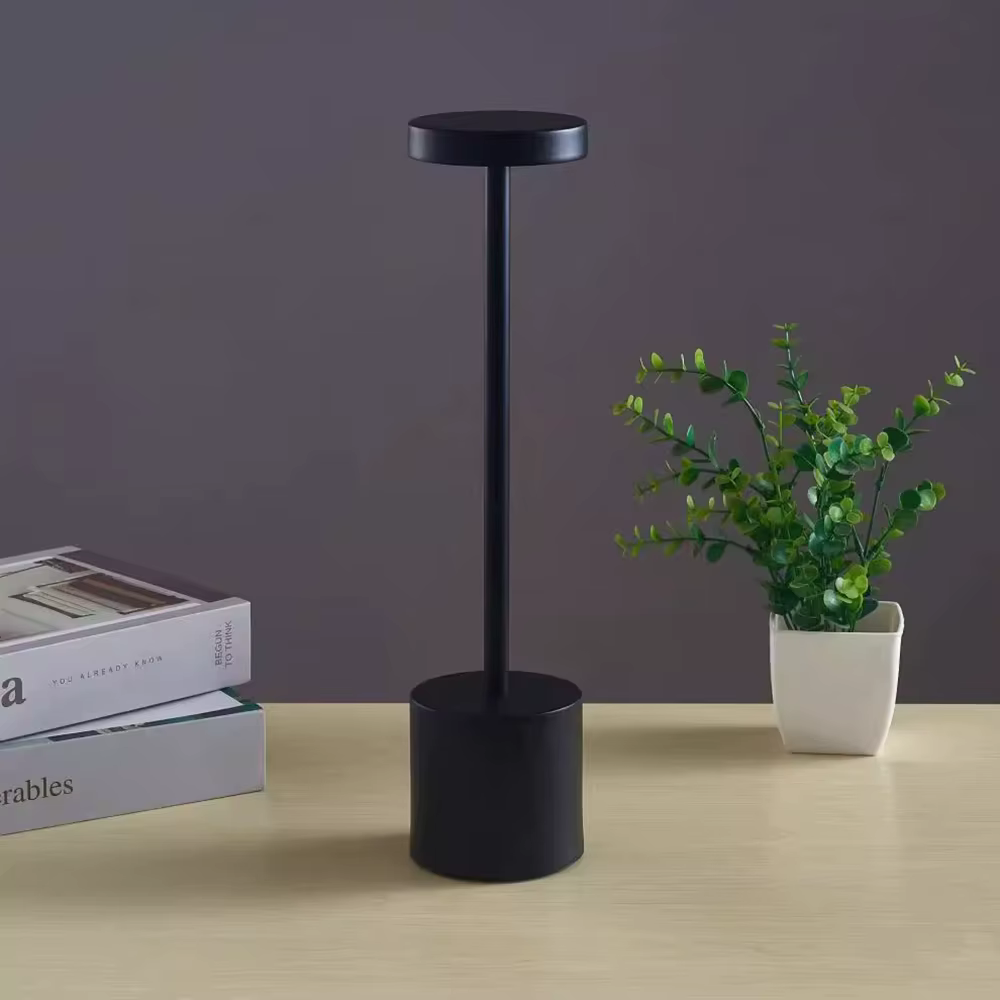 Lampe de bureau en métal LED, contrôle tactile 3 couleurs, luminosité réglable, rechargeable par USB