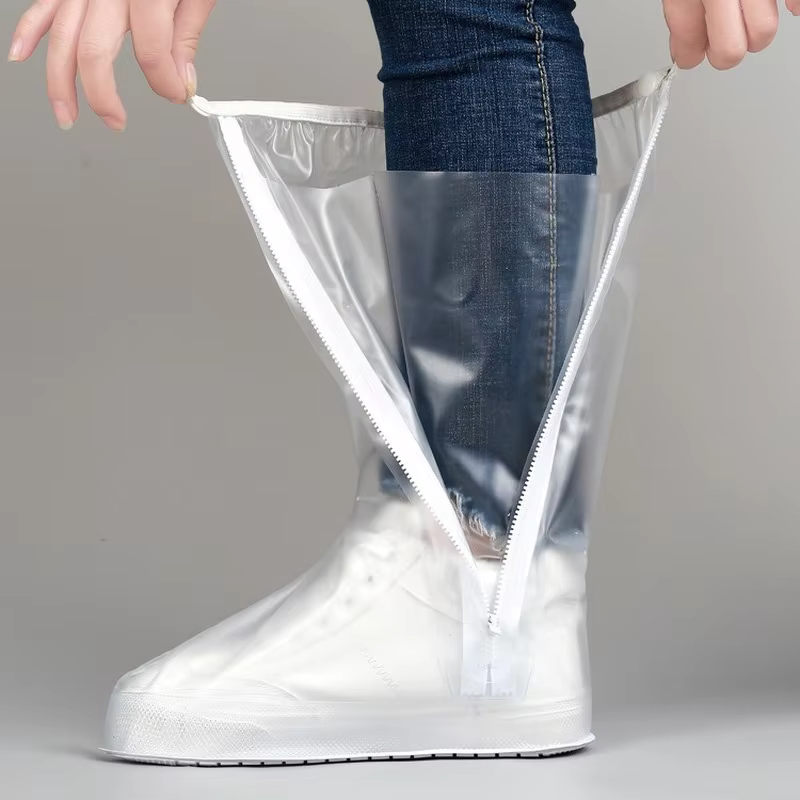 Couvre-chaussures à tube haut pour hommes et femmes, avec bord pressé et semelle épaisse, résistant
