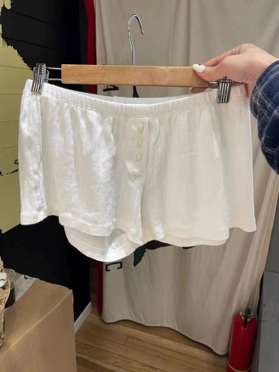Ensemble T-shirt et short blanc à manches longues pour femme, t-shirt Slim + short droit élastique,