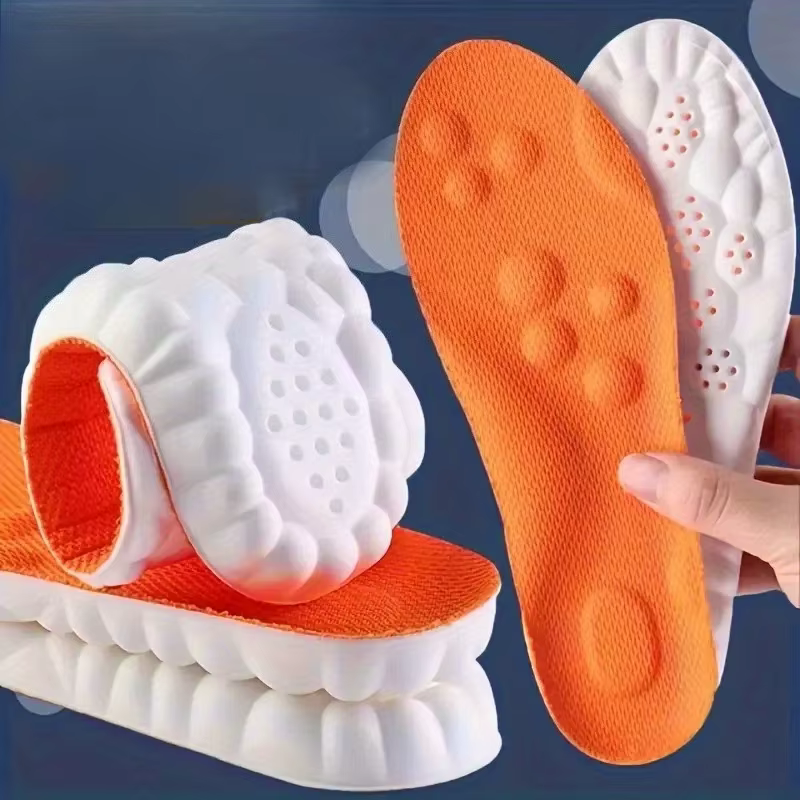 Semelles intérieures de sport en latex, élasticité 4D, amortissement, respirantes, désodorisantes, s
