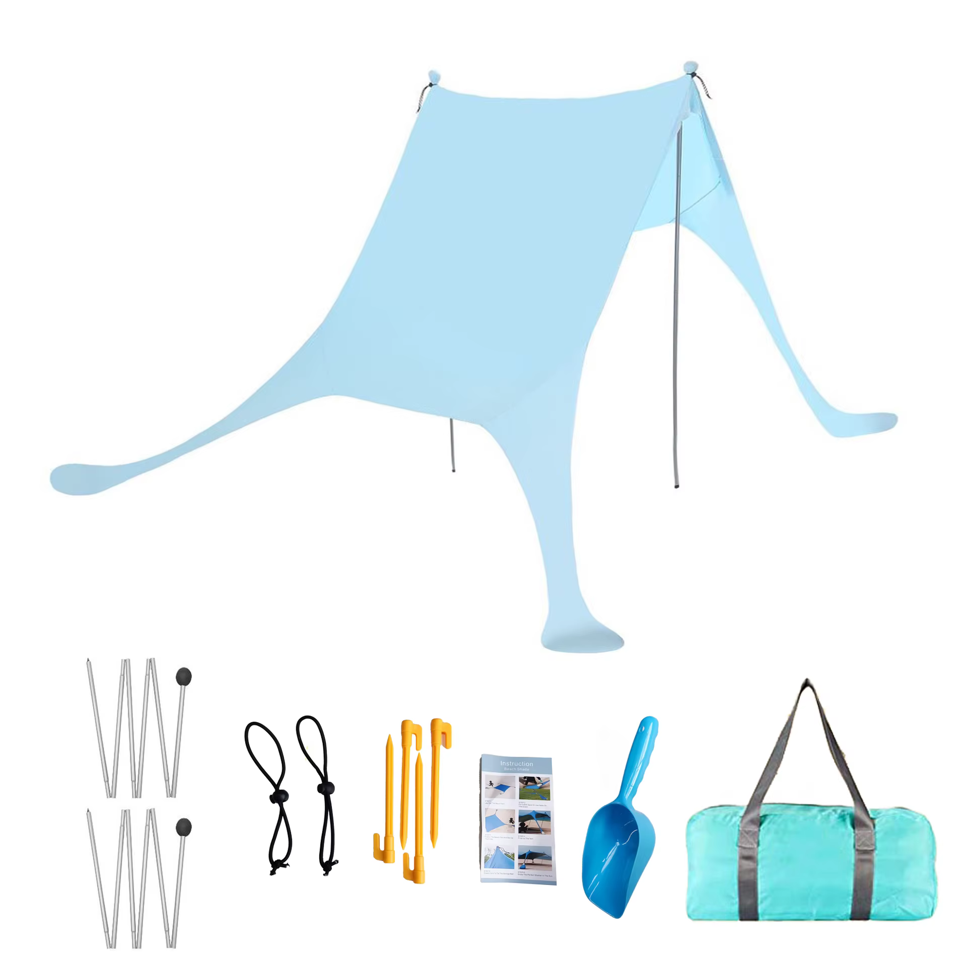 Grande Tente de Plage Familiale de 2m x 2.1m, Pare-Soleil UPF50 +, avec Sac de Sable, Protection Ext