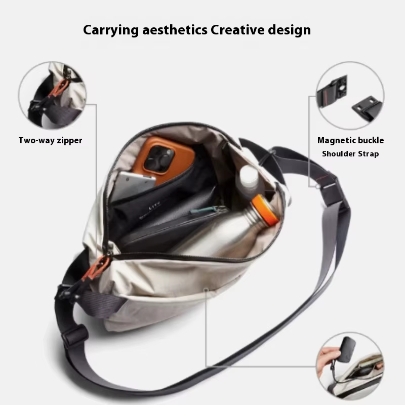 Sac de poitrine de voyage Lite Sling 7L, sac bandoulière compact et décontracté à fermeture magnétiq