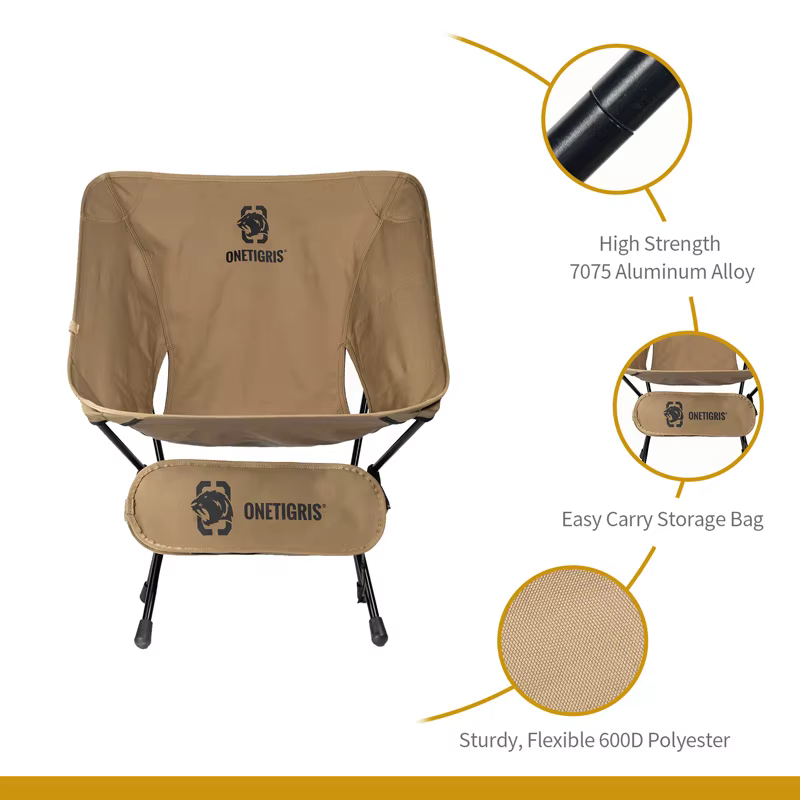 OneTigris chaise de Camping Portable chaise extérieure pliable ultralégère pour Camping Trekking fêt