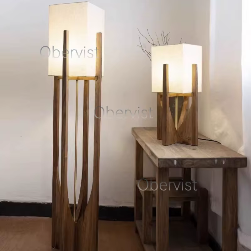 Lampadaire en bois massif de designers nordiques – Lampe sur pied en bois pour salon, chambre, canap