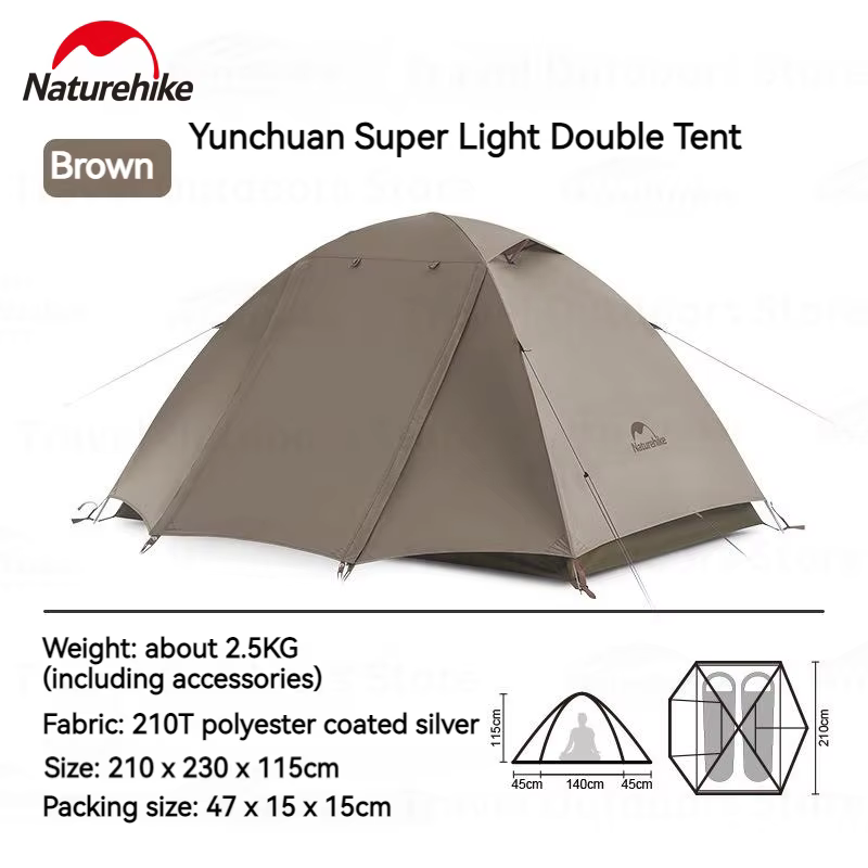 Tente de camping ultralégère Naturehike UPF50+ pour 2-3 personnes, trois saisons, extérieur, 2,3 kg,