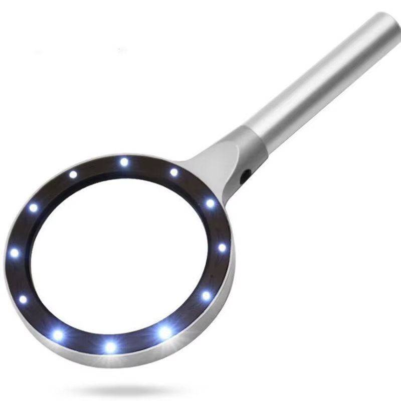Loupe éclairée avec lumière, loupe 12 gibles, grossissement 10X 20X, poignée en métal, déterminer la