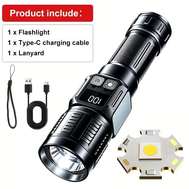    Lampes de poche super puissantes, lampe de poche LED rechargeable, torche tactique magnétique av