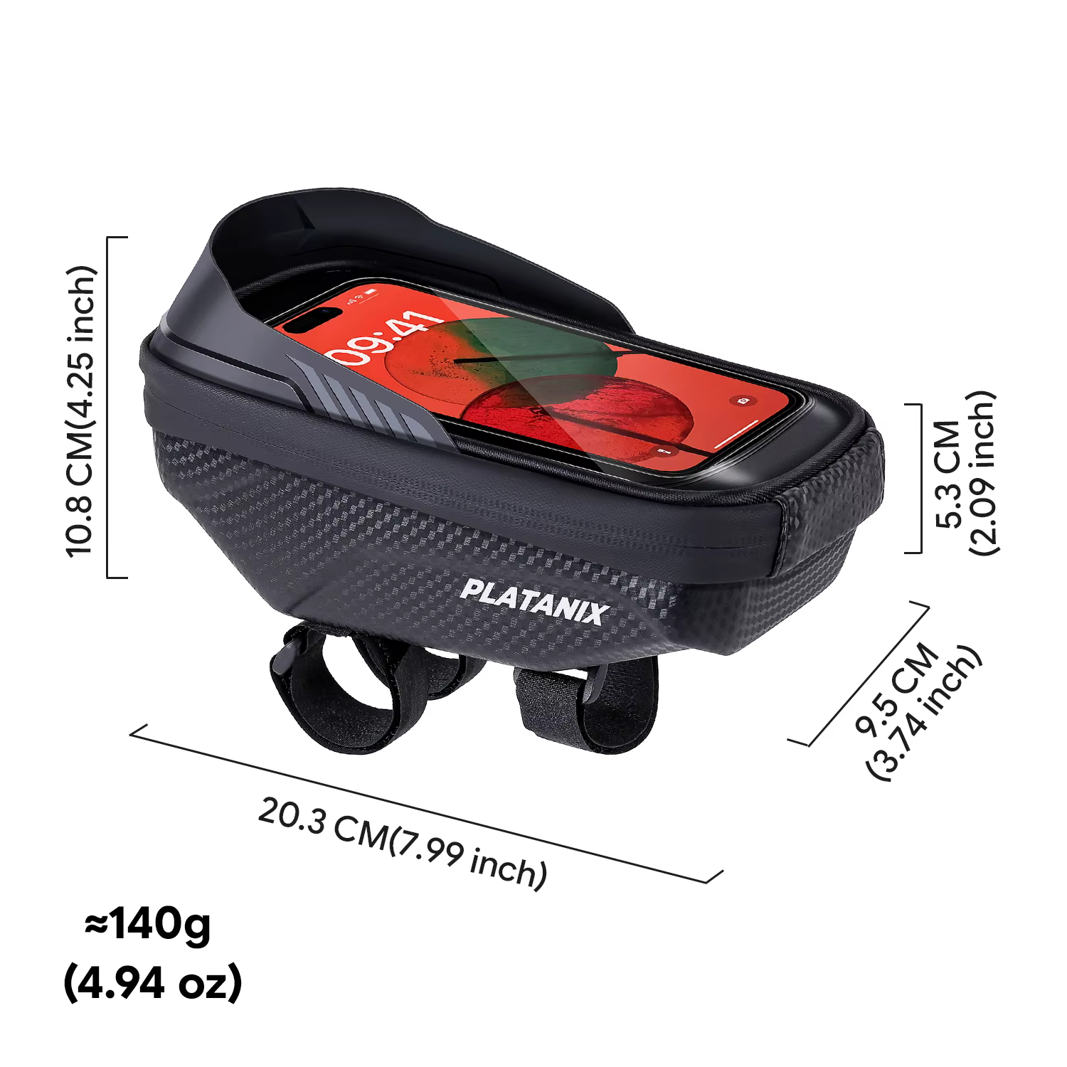 PLATANIX A1 Sac de guidon rigide en EVA pour VTT et vélo de route et pochette pour téléphone à fixer