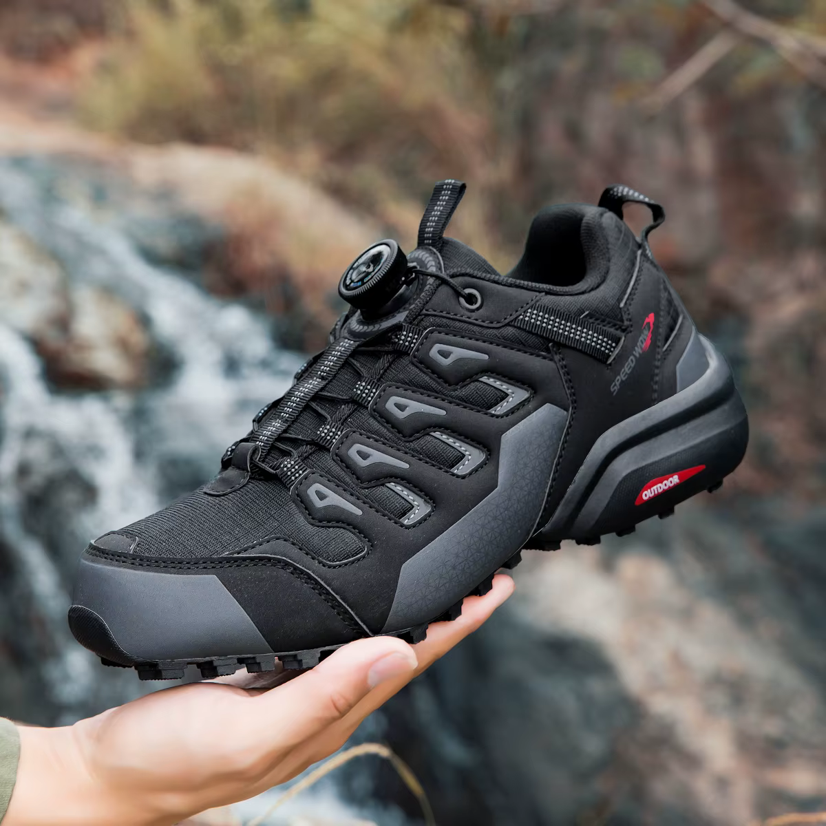 HIKEUP chaussures de randonnée pour hommes chaussures d'extérieur en daim et cuir résistant à l'usur