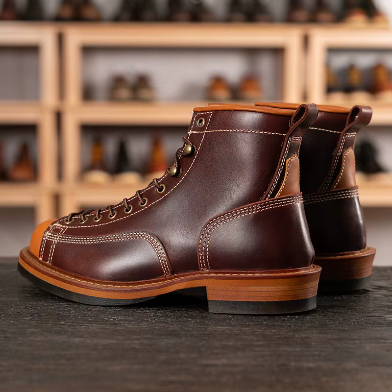 KOWM chaussures de randonnée bottes de vachette pour hommes chaussures de trekking en cuir britanniq