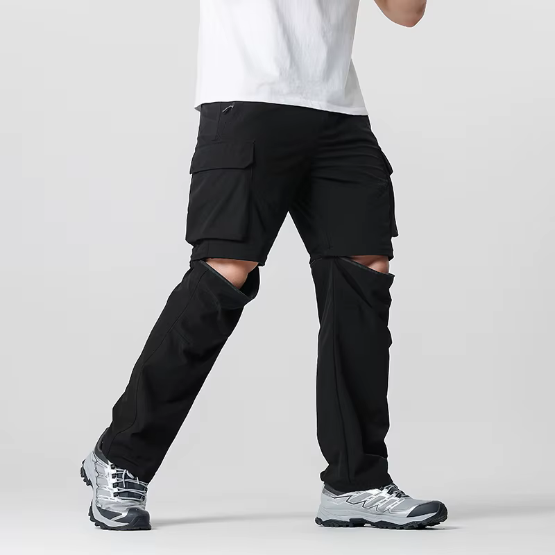 Pantalon convertible de randonnée cargo pour hommes, imperméable, séchage rapide, léger, fermeture é