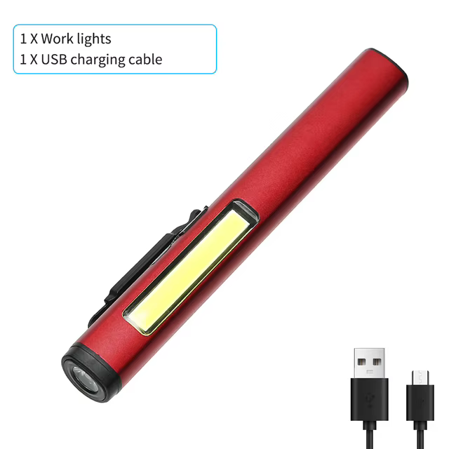 Mini lampe à stylo LED Portable COB, lumière latérale, aimant inférieur, lampe de poche avec Clip po