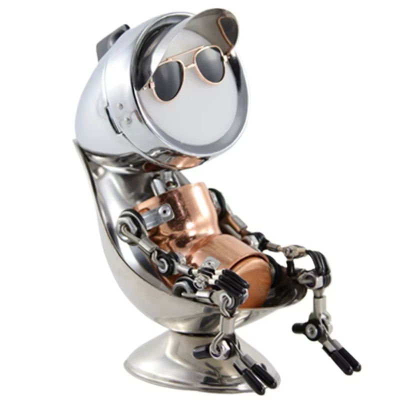 Lampe d'ambiance Robot Punk en métal, ornement de bureau, Style industriel, Figurine de Robot, Art d
