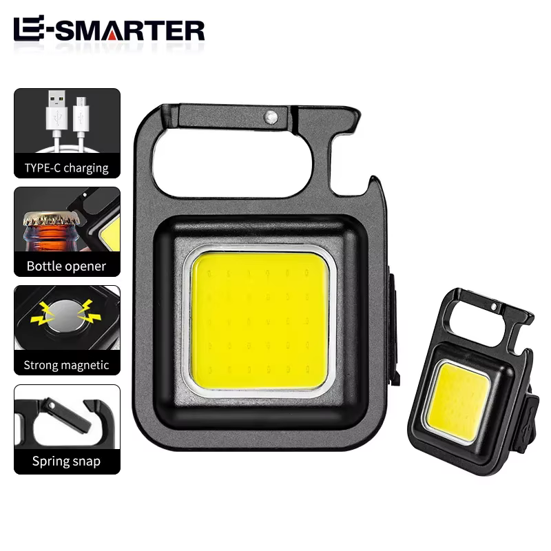 Lampe de poche COB Mini lampe porte-clés portable 4 éclairage torche EDC extérieur étanche d'urgence