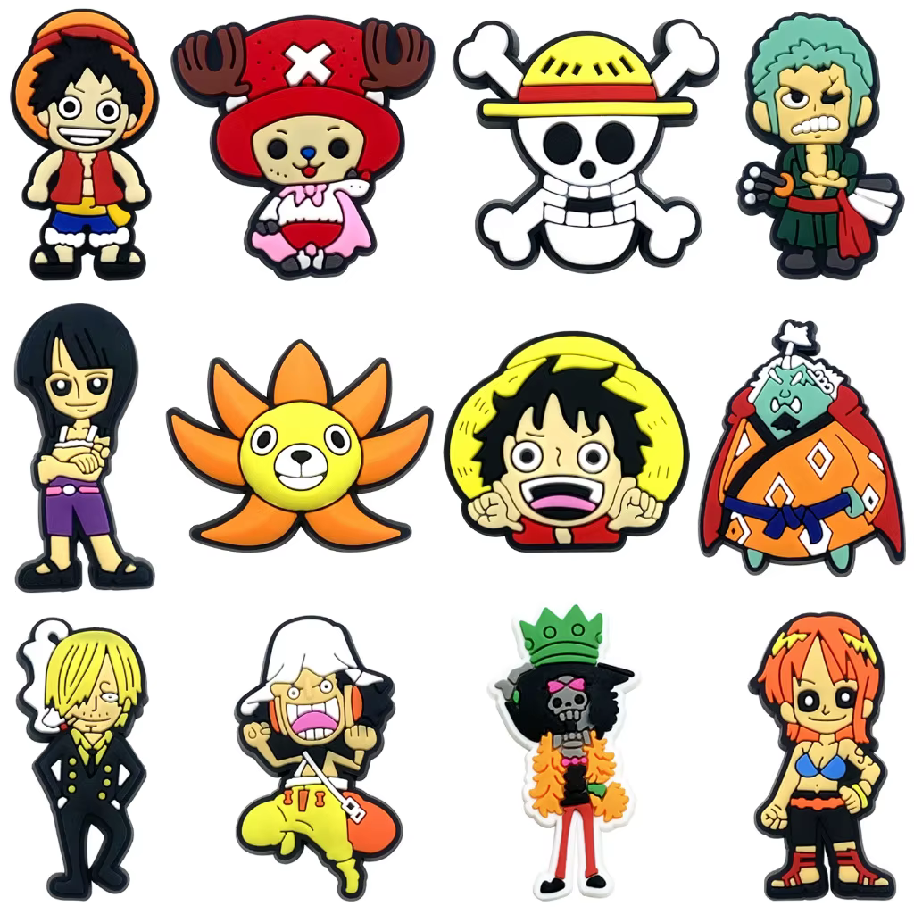 12 Breloques de Chaussures Anime One Piece, Décorations de Chaussures de Dessin Animé, Boucles Adapt
