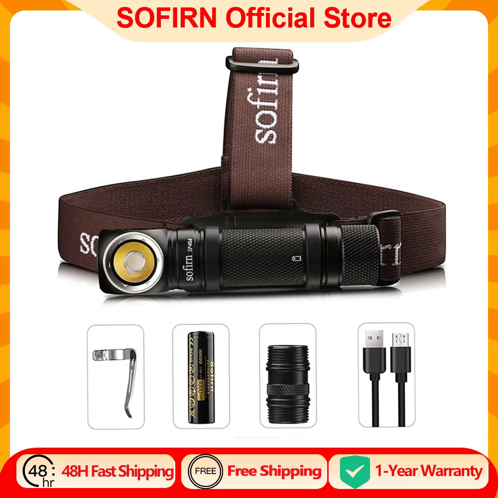 Sofirn SP40A TIR optique lampe frontale LED Rechargeable TN-3535 1200lm 18650 phare 18350 Angle lamp