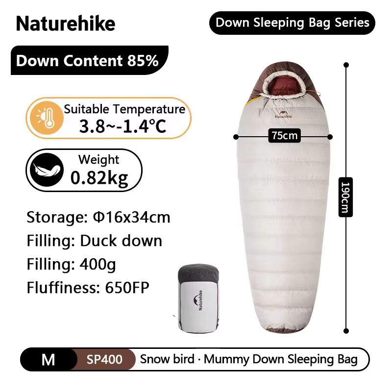 Naturehike Snowbird Duck Down momie sac de couchage 4 saisons léger Portable extérieur professionnel