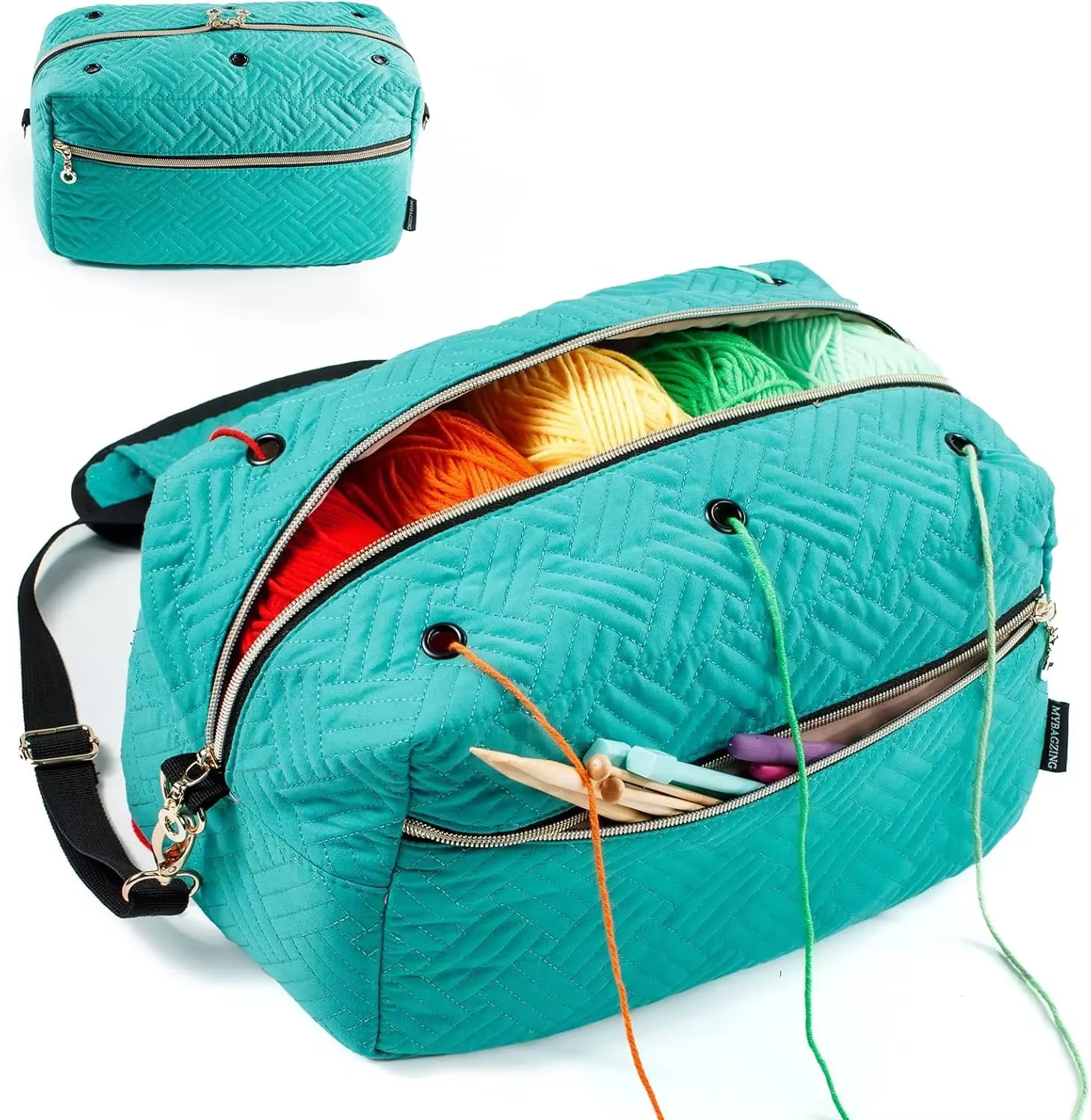 Organisateur de sac à crochet, sac de rangement pour fil à tricoter, porte-accessoires de crochet, a
