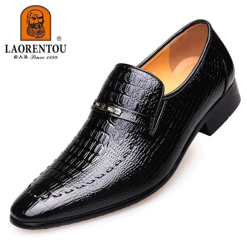 LAORENTOU-Chaussures d'affaires britanniques en cuir véritable pour hommes, 022762