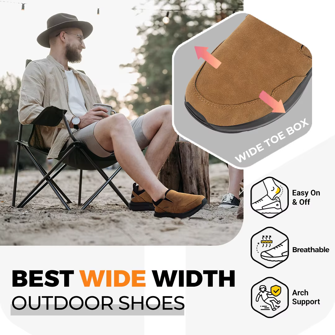 FitVille – chaussures de randonnée larges pour hommes, mocassins confortables à enfiler, baskets de