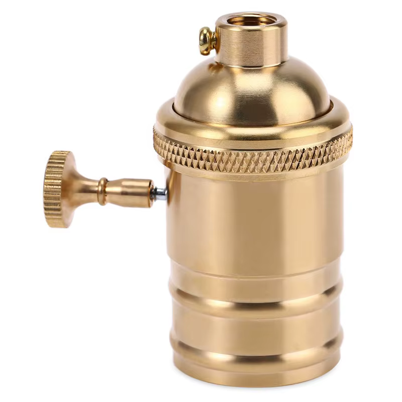 Douille de lampe rétro en cuivre avec interrupteur E26 E27 Edison, douille à vis d'éclairage Vintage