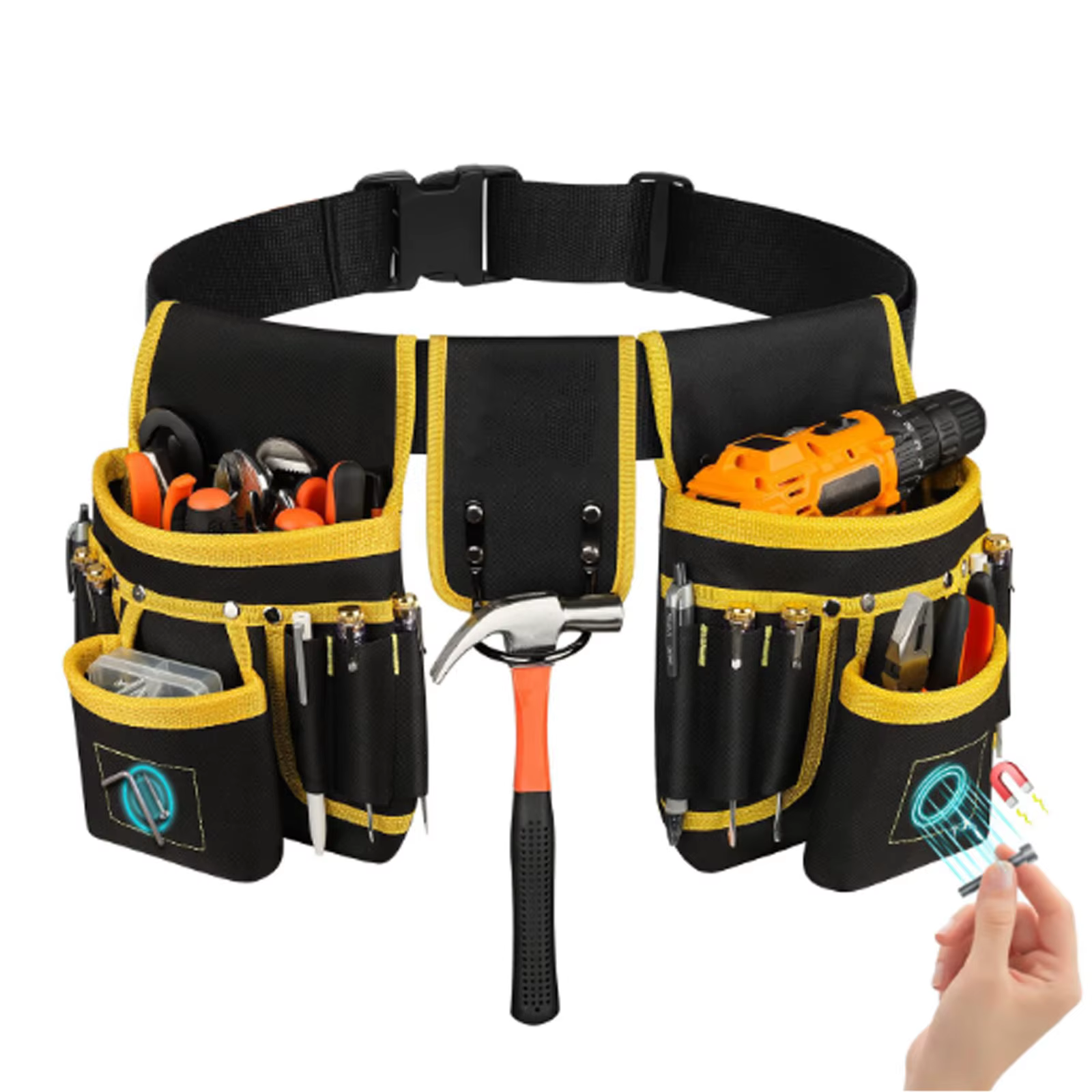Ceinture porte-outils magnétique XMSJ pour homme, sac à outils robuste à 26 poches, étui magnétique