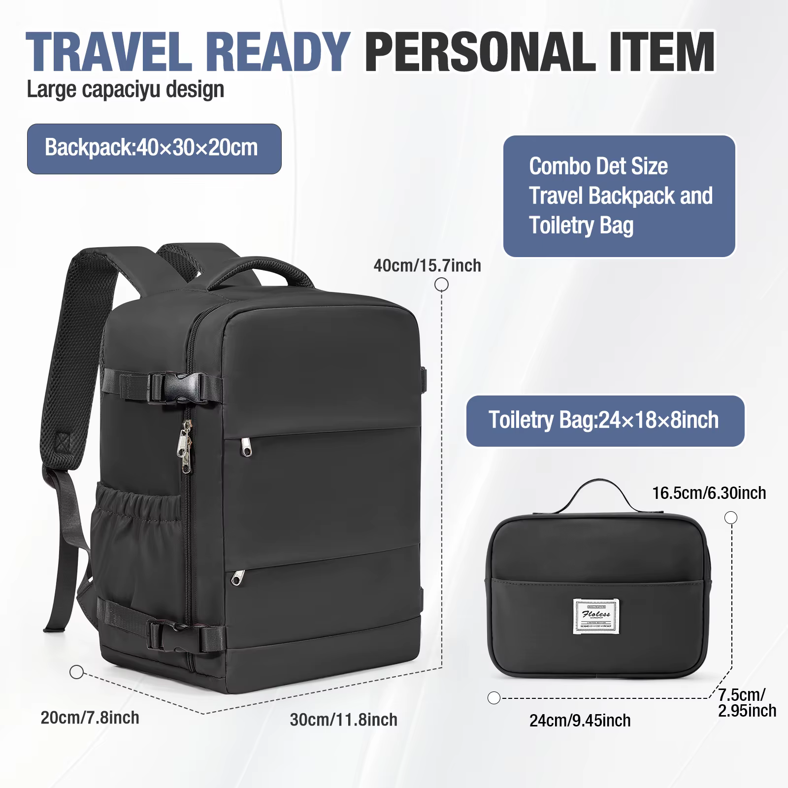 Sac à dos de voyage, sac à dos de cabine Ryanair 40x30x20 pour les courts trajets, sac pour ordinate