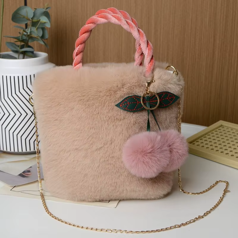 Sacs à bandoulière en fausse fourrure pour femmes, petits sacs à main en peluche, sac à main avec po