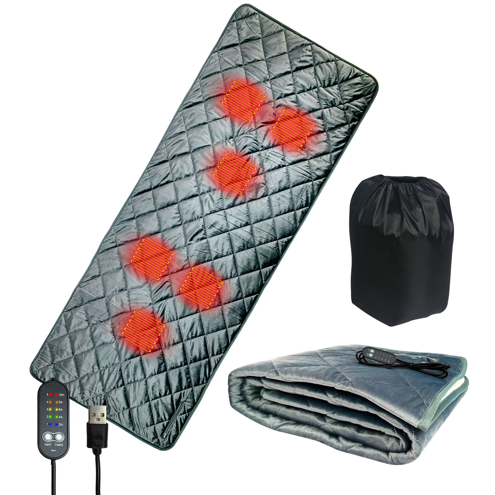 Camping chauffé sac de couchage coussin USB chauffage sac de couchage doublure couverture chauffante