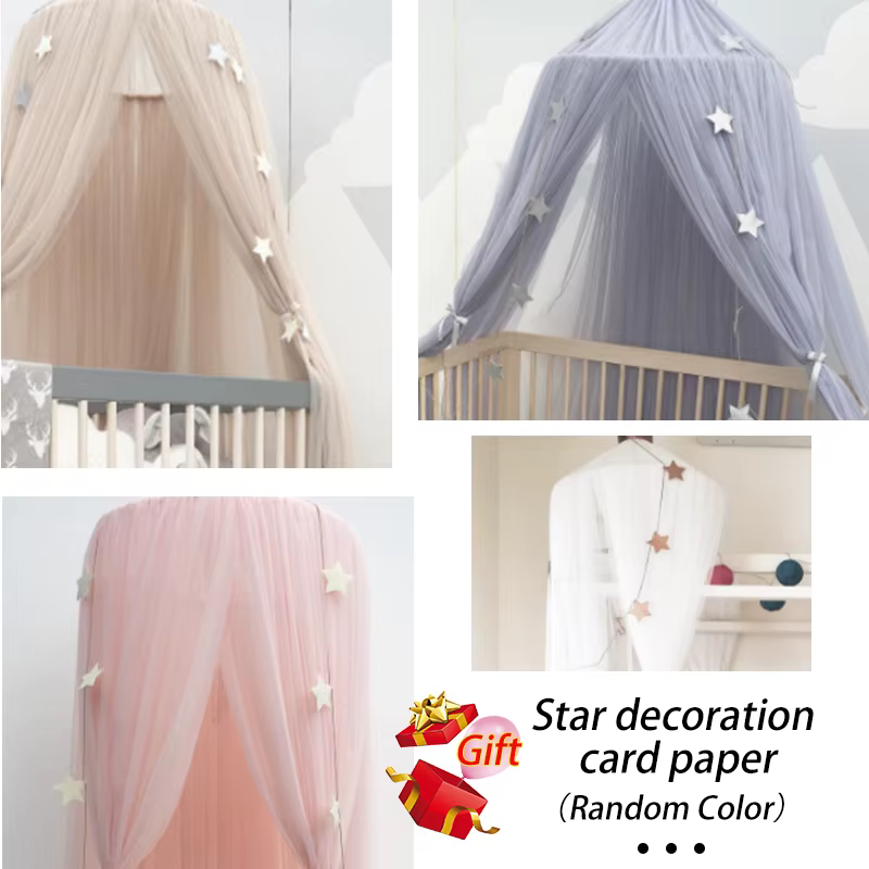 Tente suspendue avec moustiquaire, décoration étoile, lit de bébé, auvent de berceau, rideaux en Tul