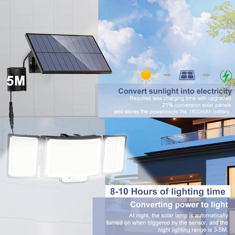 Nouveau 366LED lumières extérieures solaires lumière de sécurité à énergie solaire capteur de mouvem