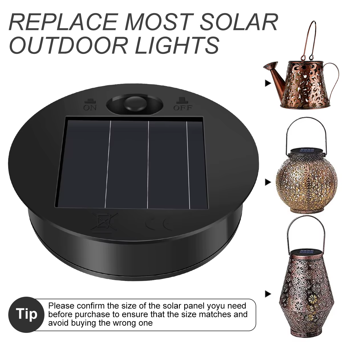 4/2pc lanterne solaire lumière remplacement haut LED panneau solaire lanterne couvercle lumières sol