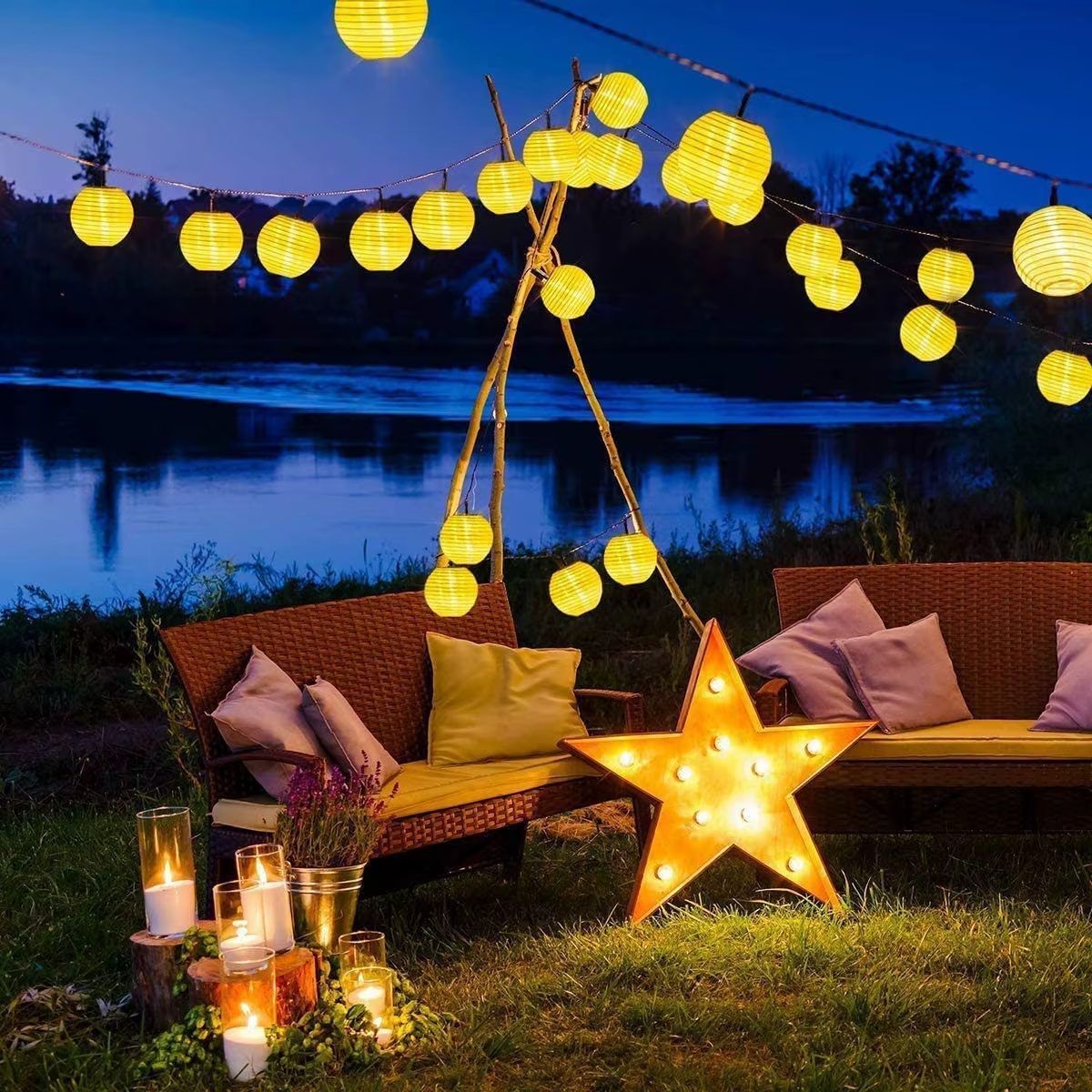 Lanterne étanche chaîne solaire fée lumières 6.5M 30 LED guirlande extérieure Patio lumière lampe à 