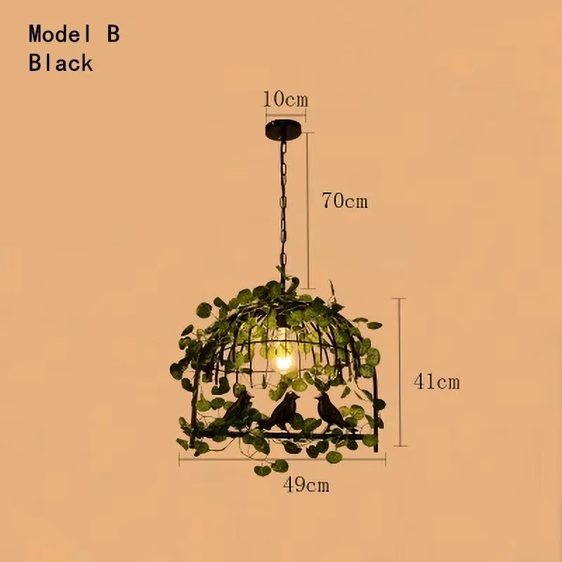 Lustre de style industriel WENYUN en forme de cage à oiseaux, lampes LED en fer forgé pour restauran