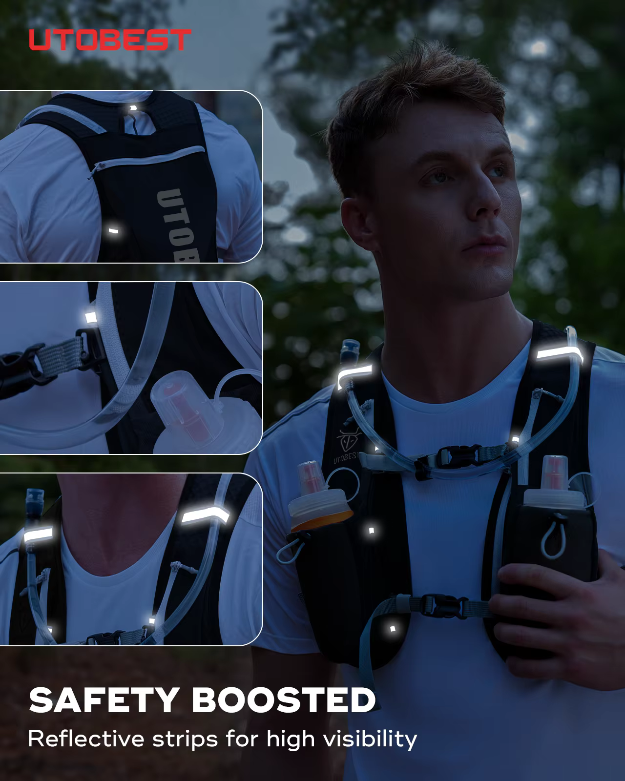 UTOBEST-Sac à dos de course sur sentier avec glaçage d'hydratation ultra léger, vessie d'eau de 1,5 