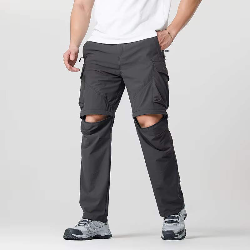 Pantalon convertible de randonnée cargo pour hommes, imperméable, séchage rapide, léger, fermeture é