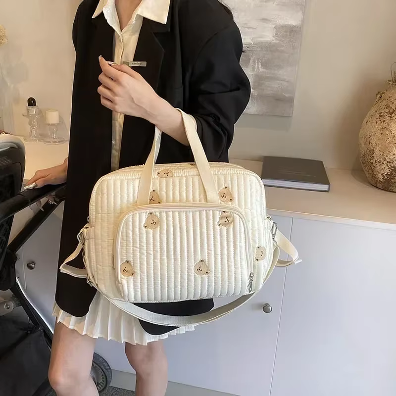 Sac à couches matelassé en coton pour bébé, Sac de maternité de voyage, messager pour femmes, sacs à