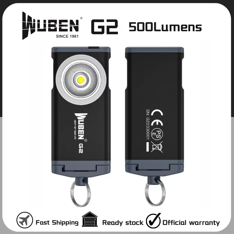 WUBEN G2 type-c porte-clés Rechargeable lumière 500Lumens Distance du faisceau 47 mètres batterie in