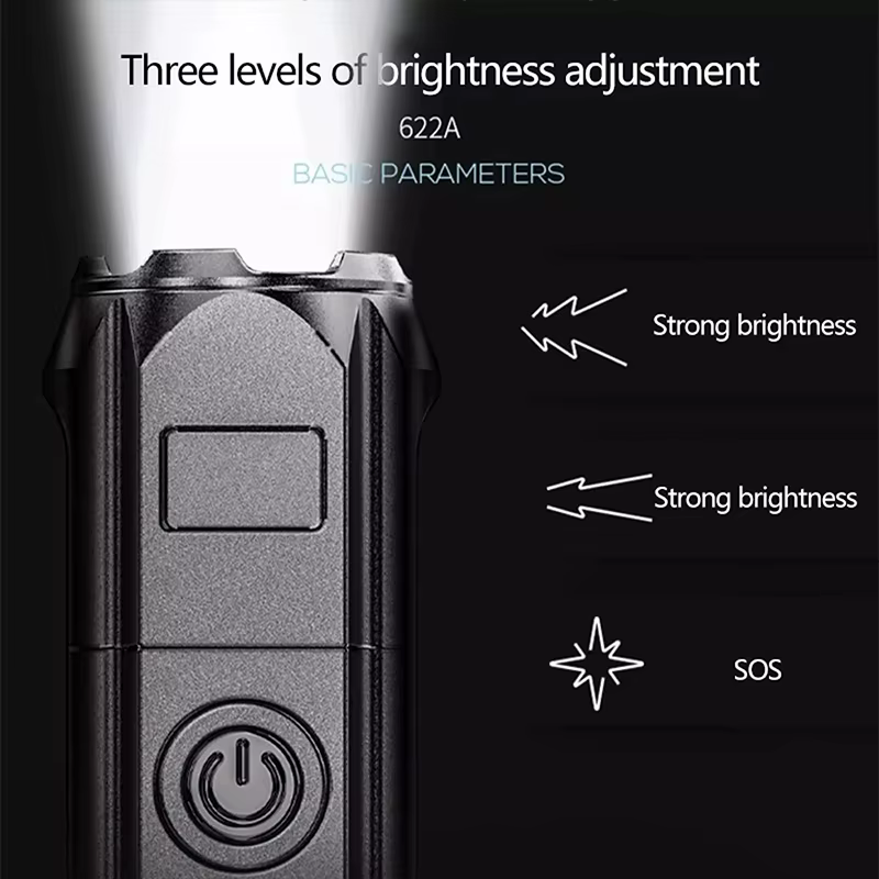 Lampe de poche LED puissante, torche Rechargeable par USB, Portable, Zoomable, pour Camping, 3 Modes